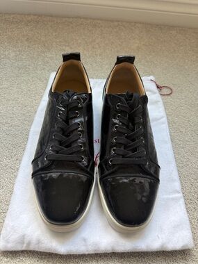 Men’s Christian Louboutin black patent sneakers size 46 ( US 13)
